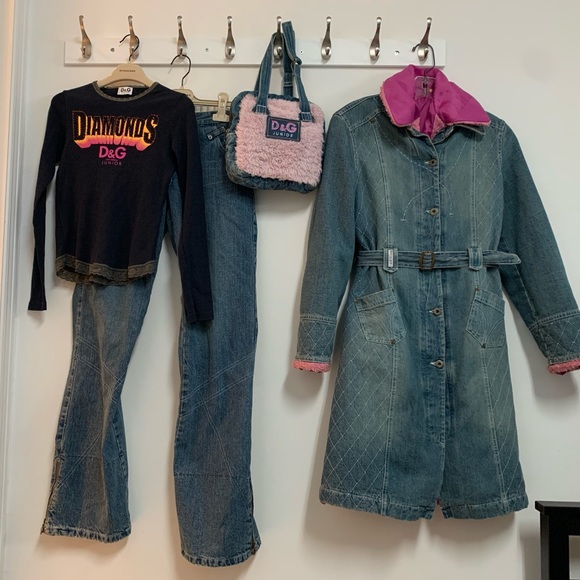 Dolce & Gabbana vintage DenimCoat with removable faux fur vest & Matching purse - Picture 9 of 14